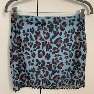 Blue Leopard mini pencil skirt